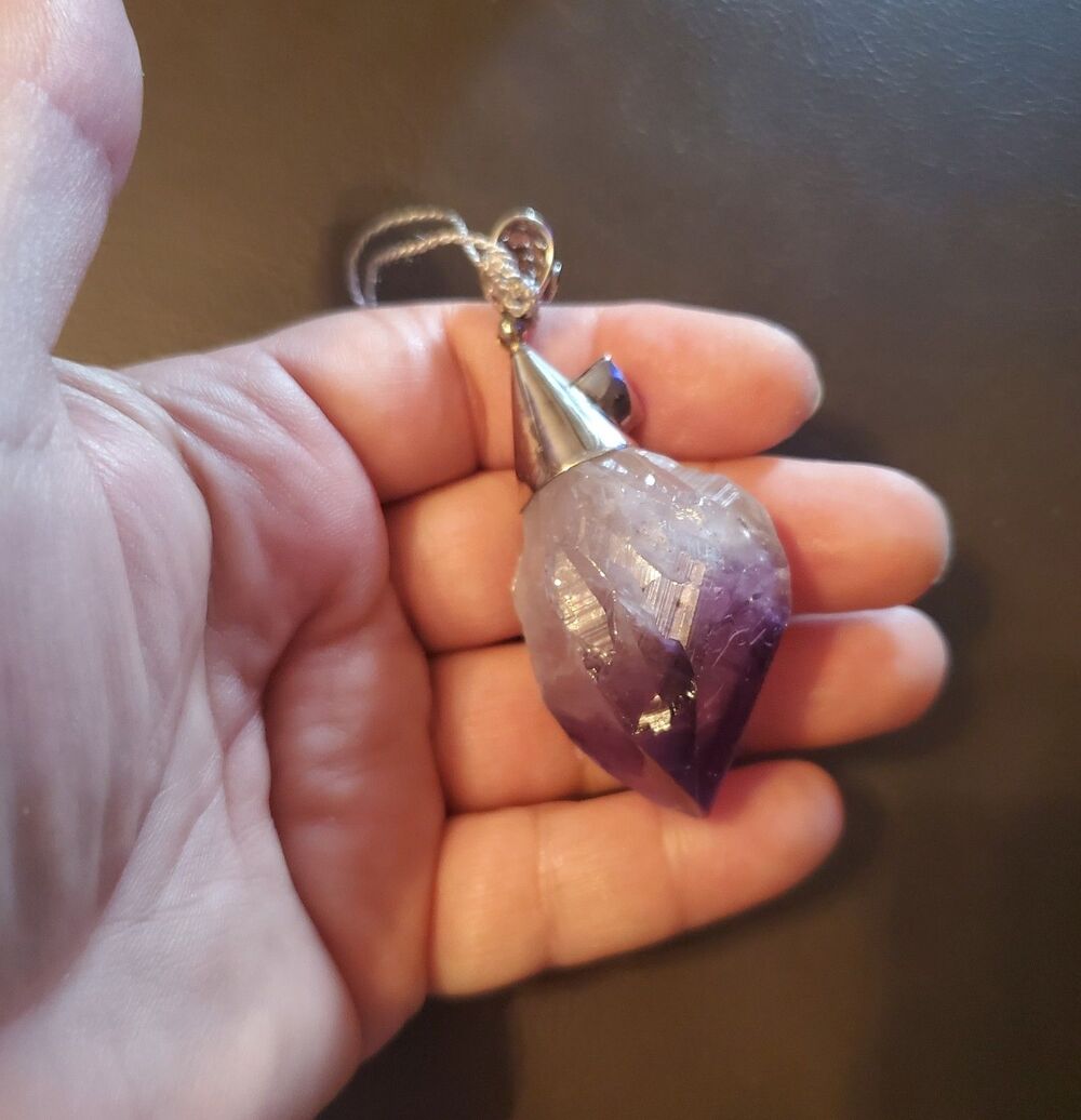 Starborn Creations Raw Amethyst 925 Silver Artisan Pendant Aquarius February - Picture 9 of 15